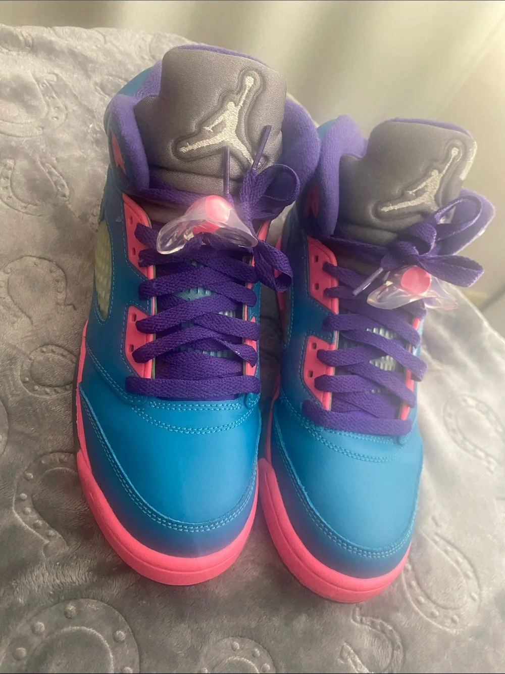 Jordan Kids High-Top Sneakers in Blue/Purple/Pink